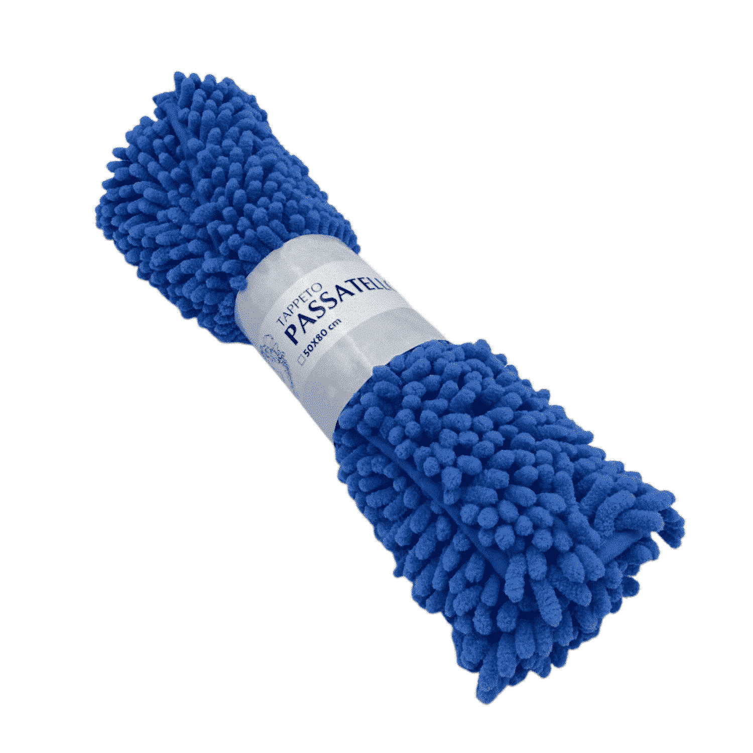 Confezione Tappeto-da-bagno-passatello-shaggy-azzurro-poliestere-microfibra-50x80cm-60x120cm-tinta-unita