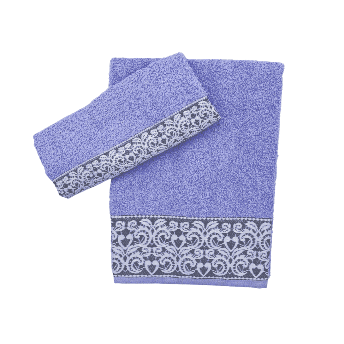 Set-1+1-debora-lilla-spugna-fibra-naturale-cotone-asciugamano-ospite-bidet-made-in-italy-60x100cm-40x60cm