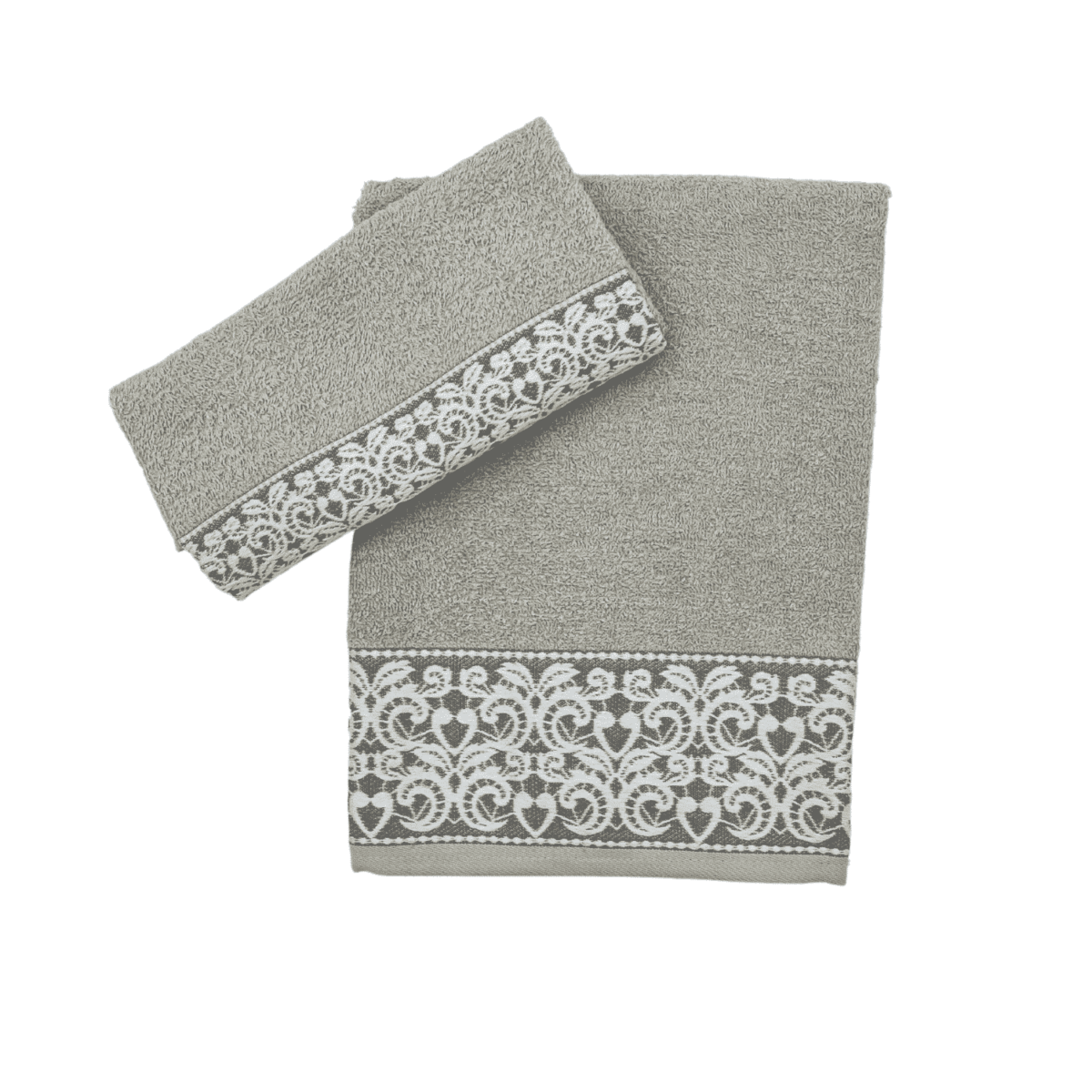 Set-1+1-debora-tortora-spugna-fibra-naturale-cotone-asciugamano-ospite-bidet-made-in-italy-60x100cm-40x60cm