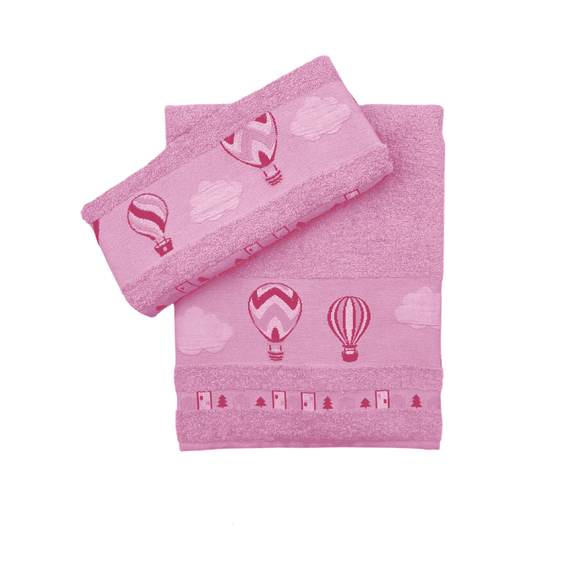Set-1+1-mongolfiere-rosa-spugna-fibra-naturale-cotone-asciugamano-ospite-bidet-made-in-italy-60x100cm-40x60cm
