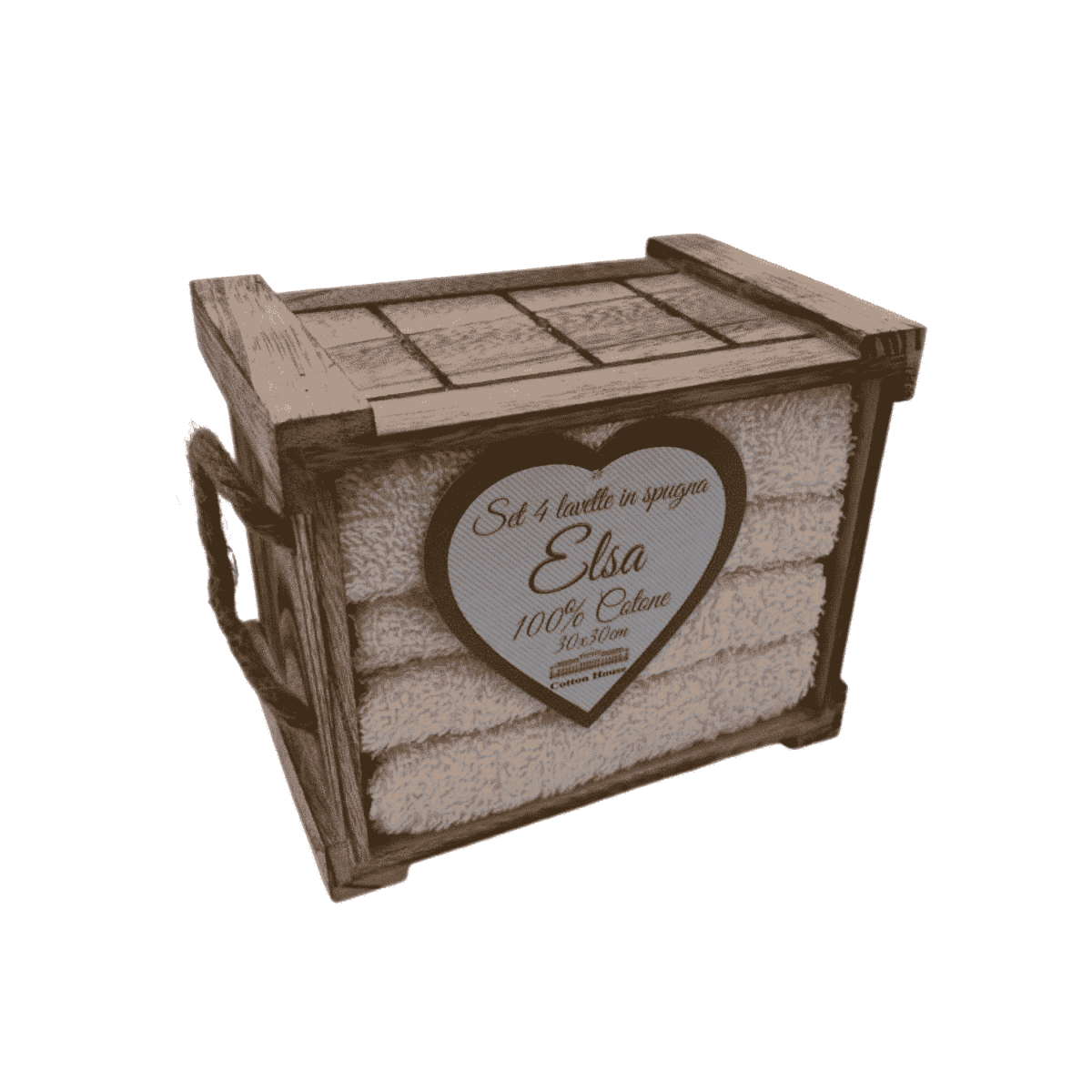 Set-4-lavette-rosa-elsa-spugna-cotone-dentro-box-legno-naturale-con-corda-15x10x12,5cm-30x30cm-tinta-unica