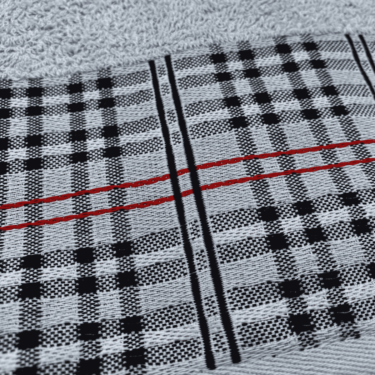 dettaglio-Set-1+1-tartan-grigio-spugna-fibra-naturale-cotone-asciugamano-ospite-bidet-made-in-italy-60x100cm-40x60cm