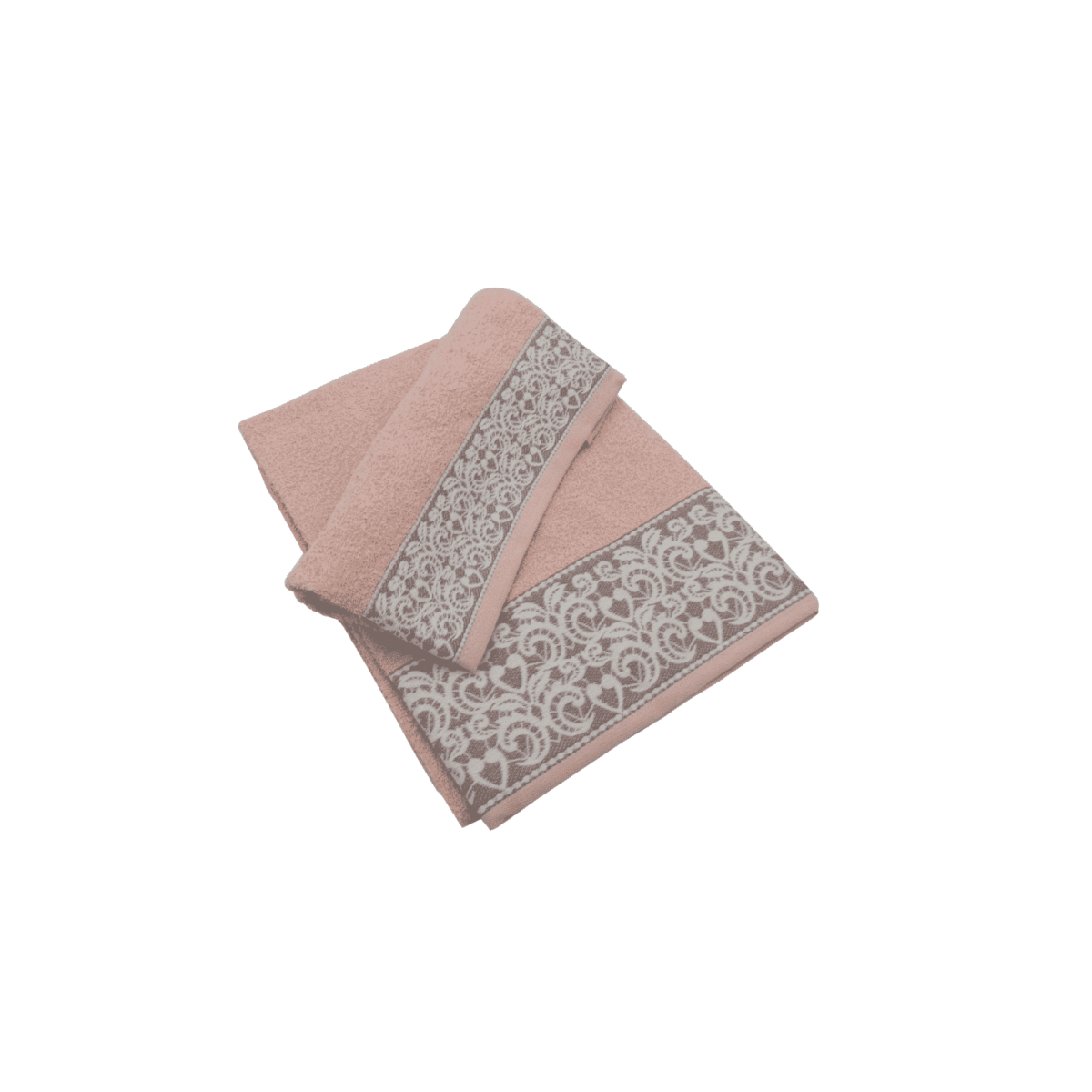 Set-1+1-debora-rosa-spugna-fibra-naturale-cotone-asciugamano-ospite-bidet-made-in-italy-60x100cm-40x60cm