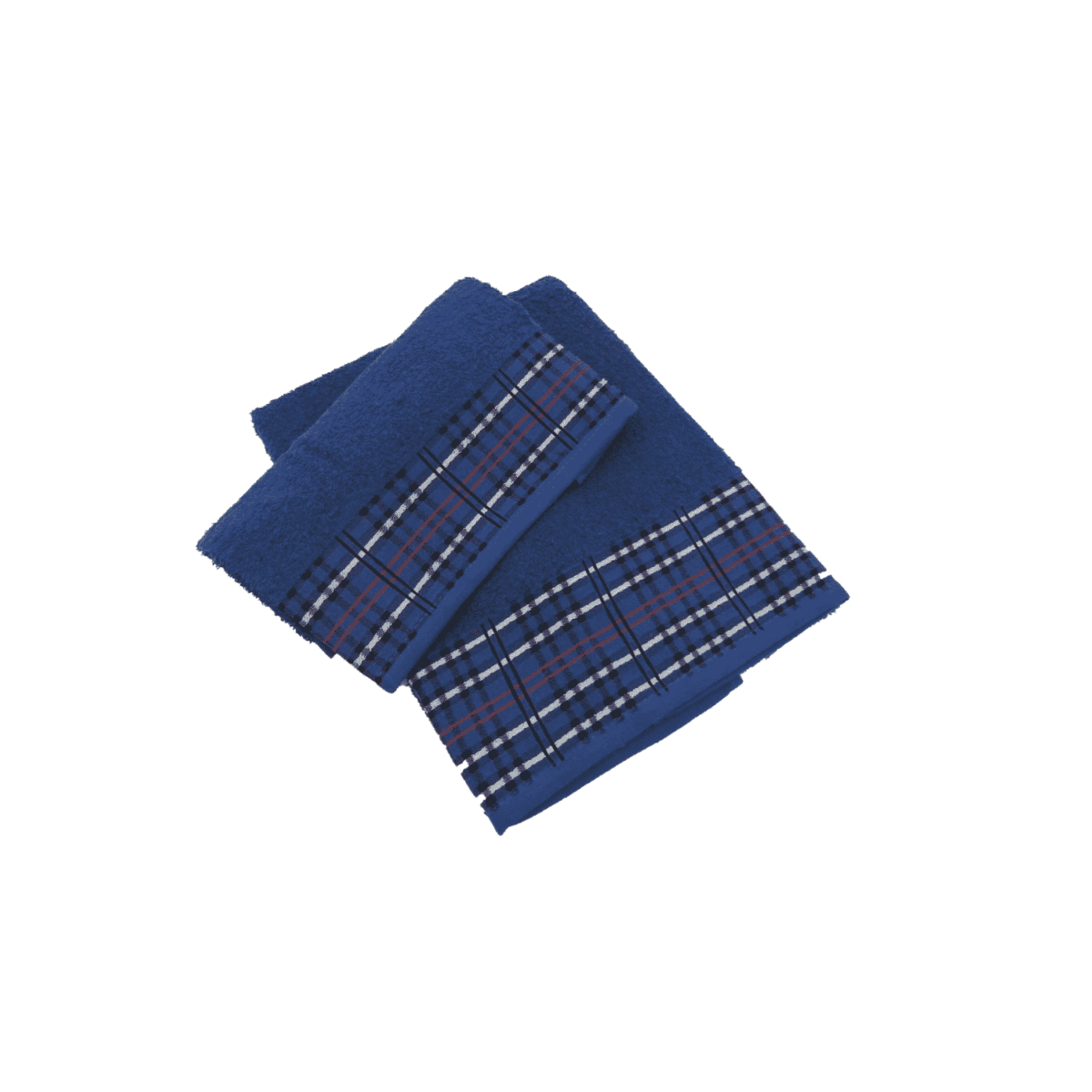 Set-1+1-tartan-blu-spugna-fibra-naturale-cotone-asciugamano-ospite-bidet-made-in-italy-60x100cm-40x60cm