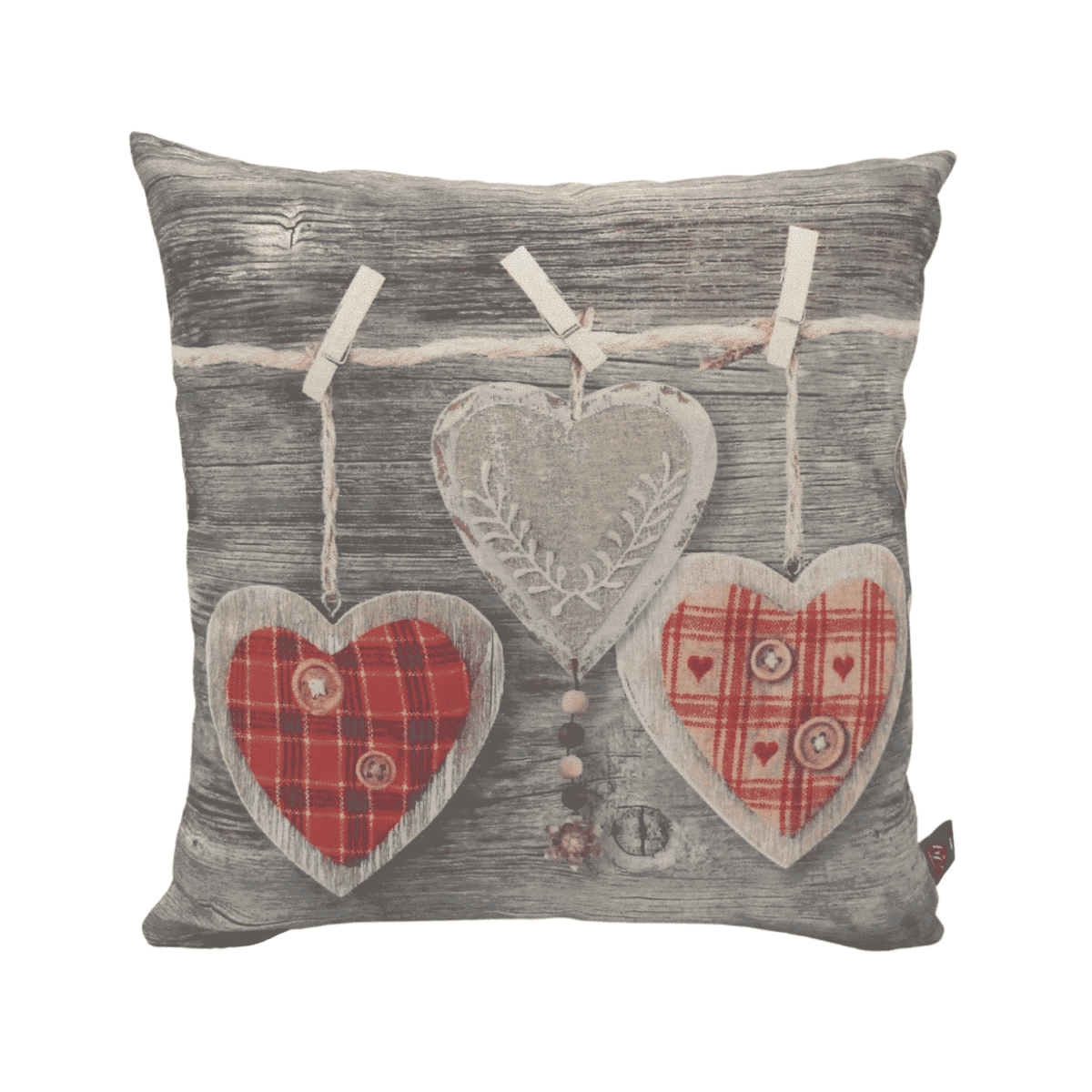 Cuori Appesi Rosso Cuscino Arredo 45x45 Stampa Digitale
