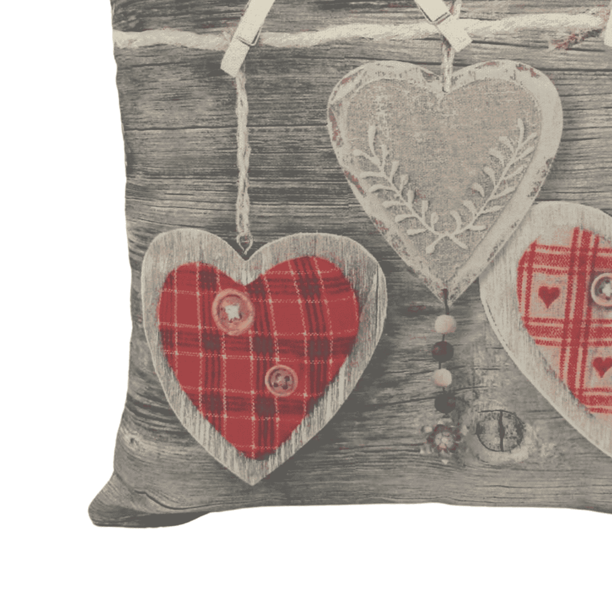 Cuori Appesi Rosso Cuscino Arredo 45x45 Stampa Digitale - immagine 2