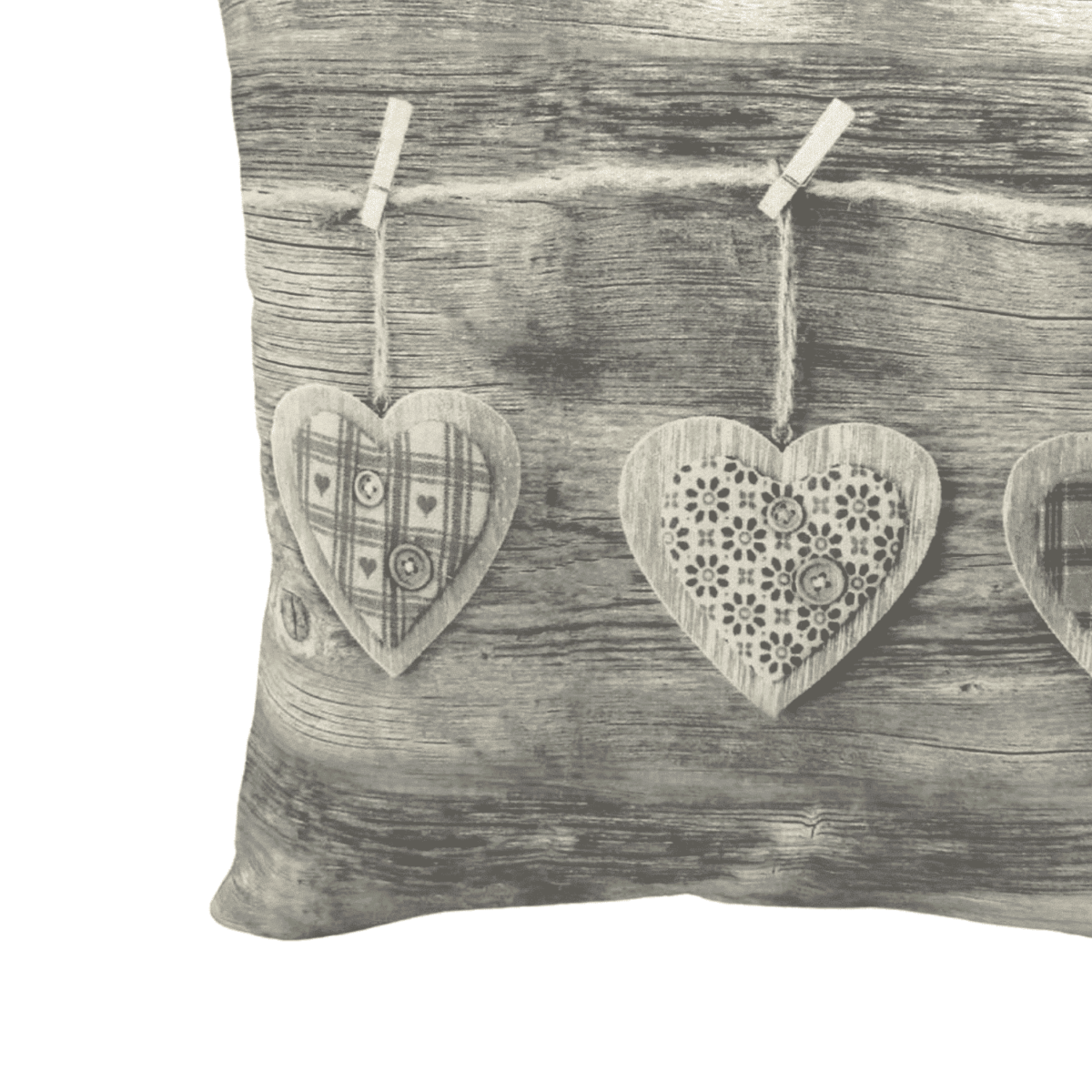 Cuori Appesi Tortora Cuscino Arredo 45x45 Stampa Digitale - immagine 2