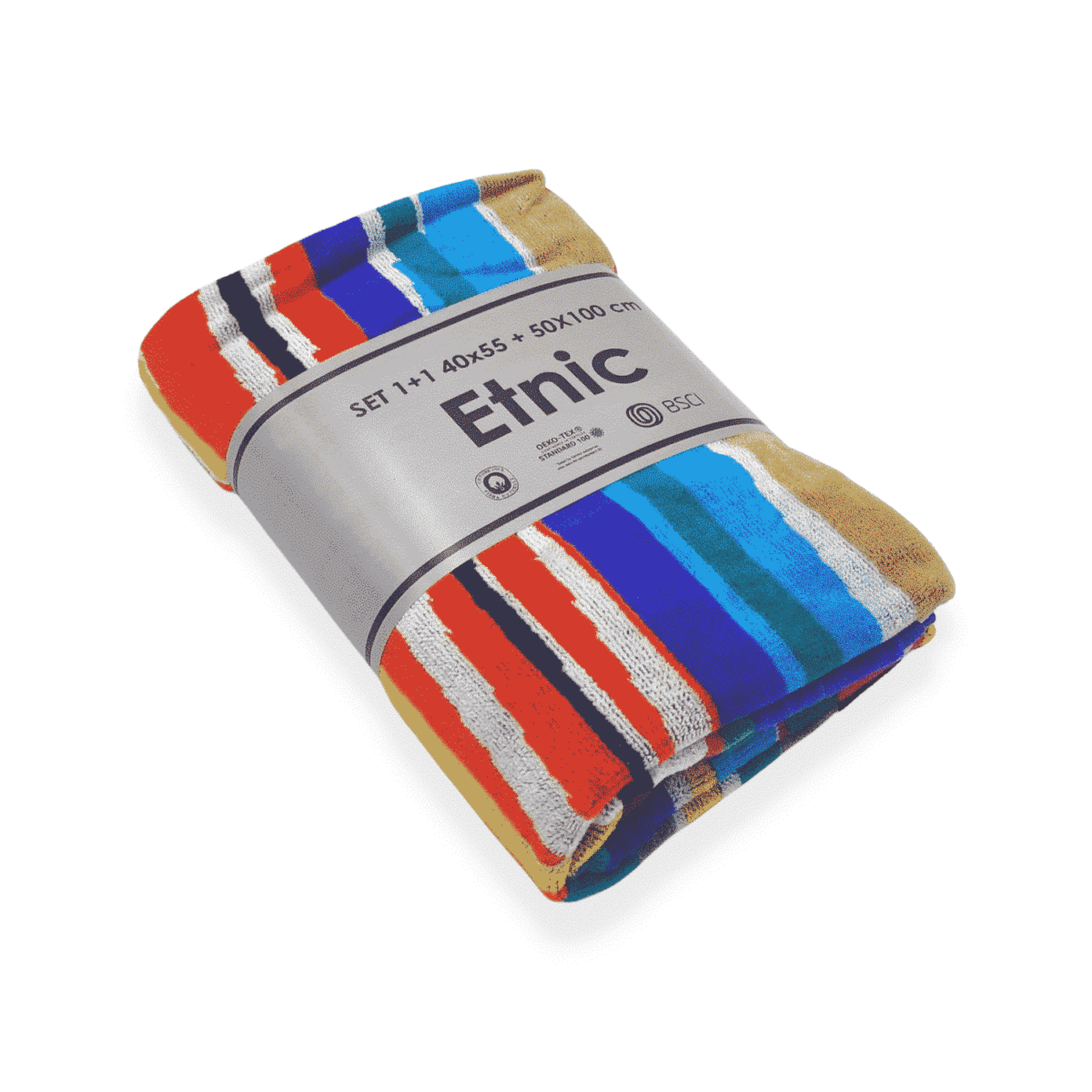 fasce-verticali-multicolor-etnic-set-1-+-1-asciugamani-viso-bidet-spugna-cotone-righe-geometrico-confezione