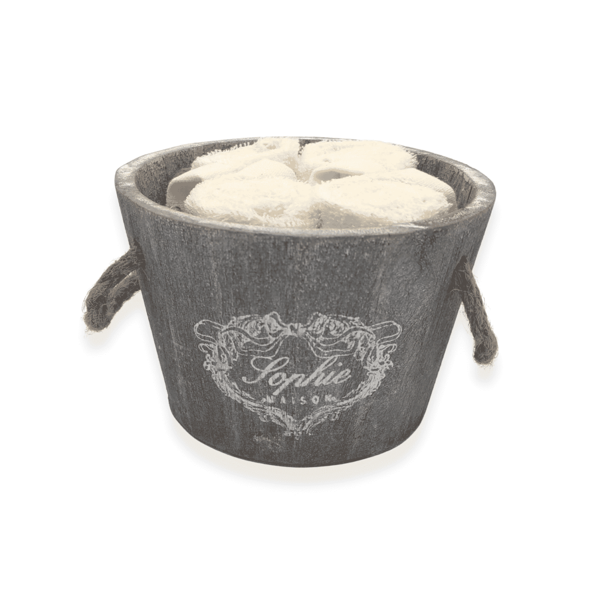 mastello-crema-4-lavette-spugna-cotone-cestino-legno-vintage-shabby-chic
