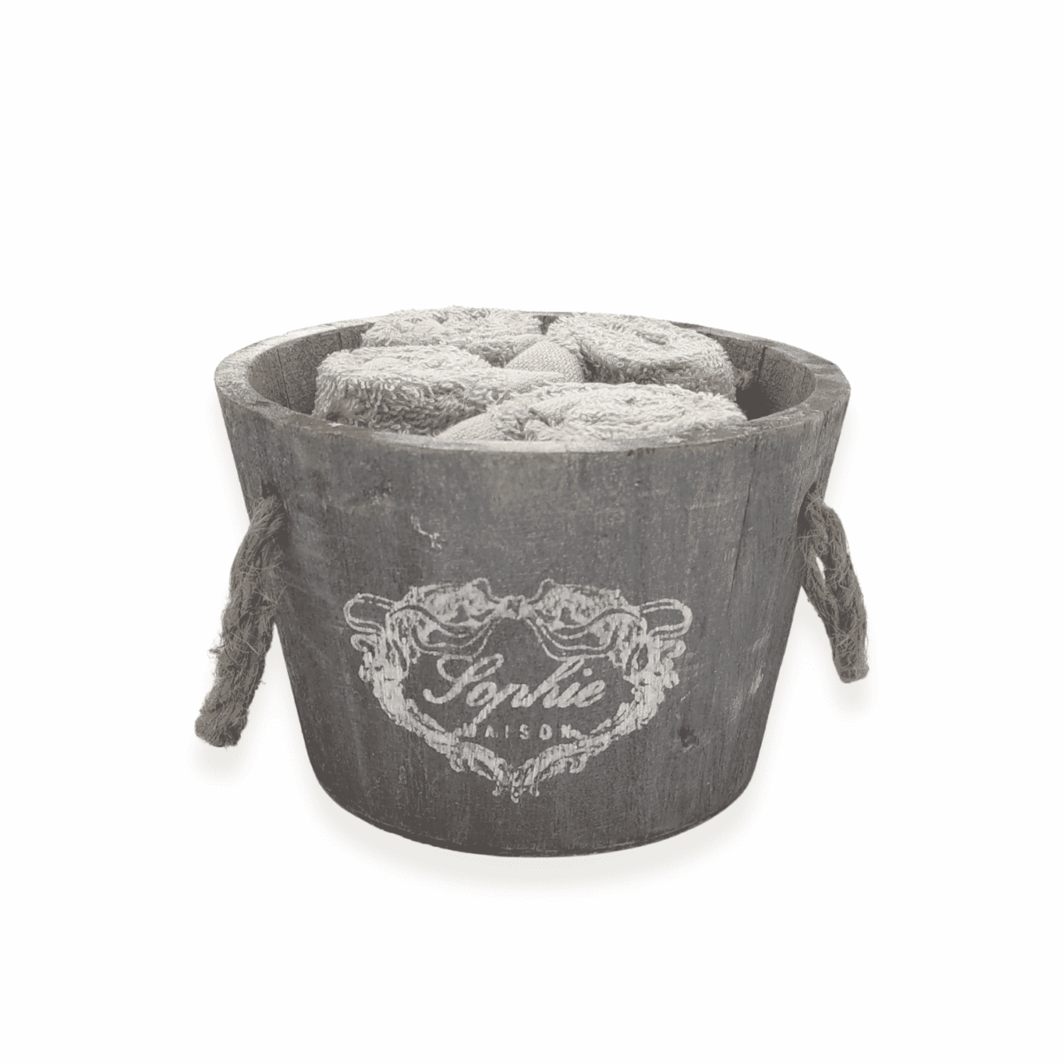 mastello-grigio-scuro-4-lavette-spugna-cotone-cestino-legno-vintage-shabby-chic