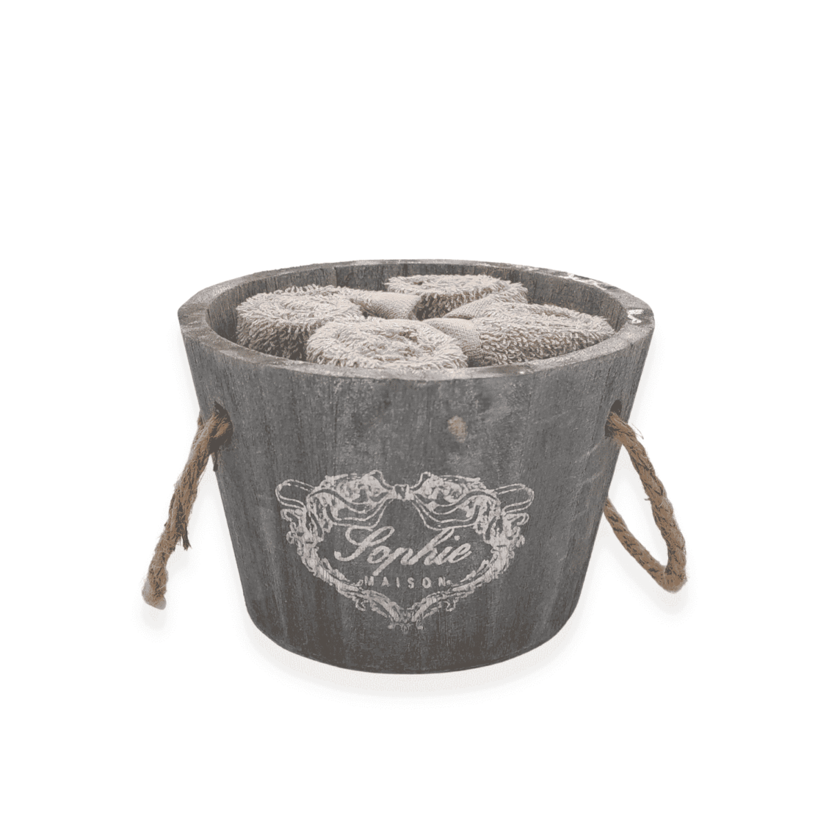 mastello-tortora-4-lavette-spugna-cotone-cestino-legno-vintage-shabby-chic