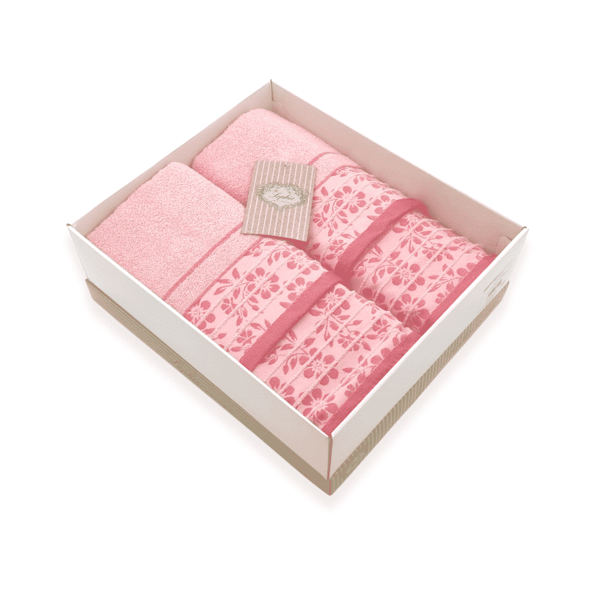 passion-rosa-set-spugna-bagno-2-viso-+-2-bidet-puro-cotone-jacquard-cipria-ramage-fiorato-scatola-box-open