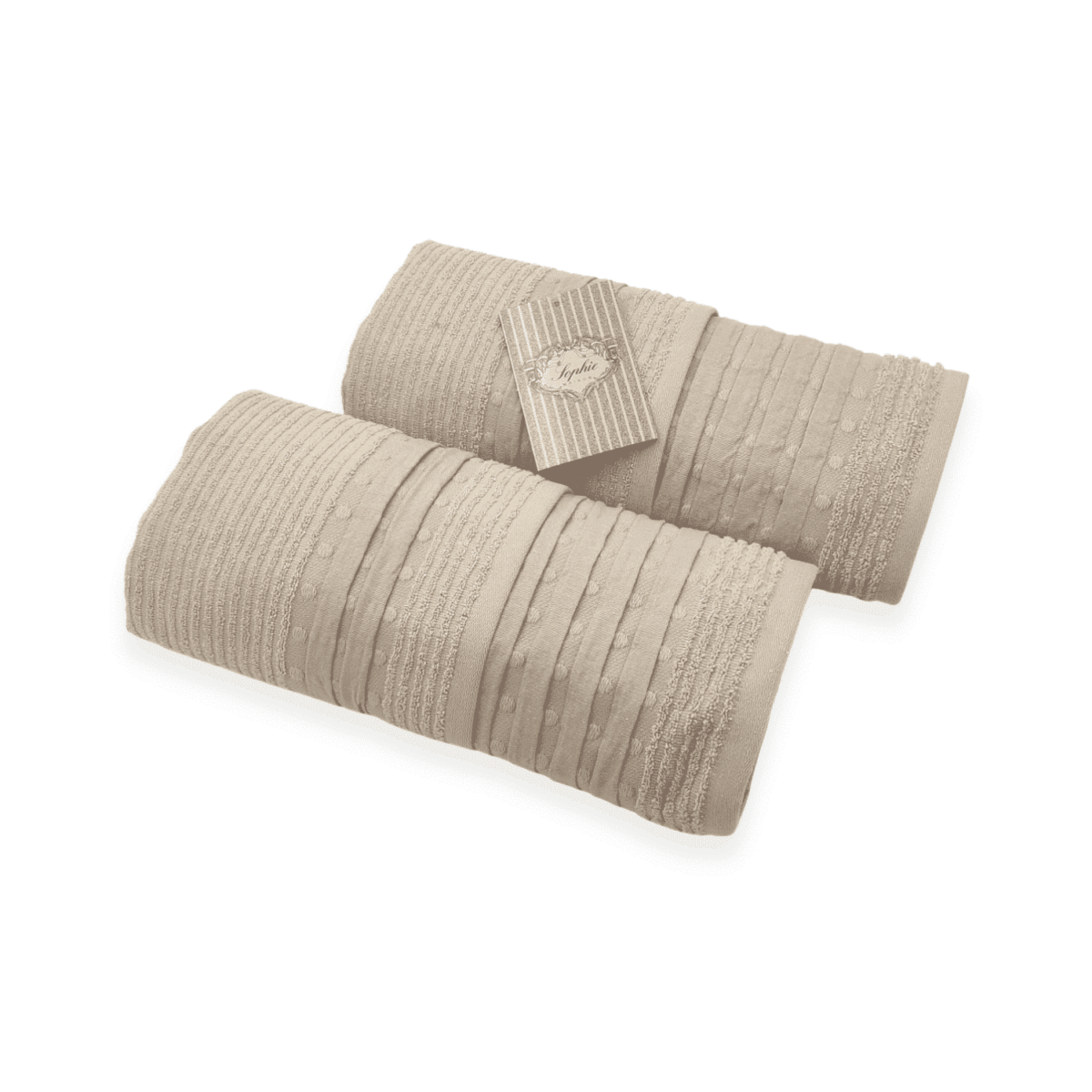 pois-tortora-set-spugna-bagno-2-viso-+-2-bidet-puro-cotone-jacquard-beige-pallini-geometrico-scatola