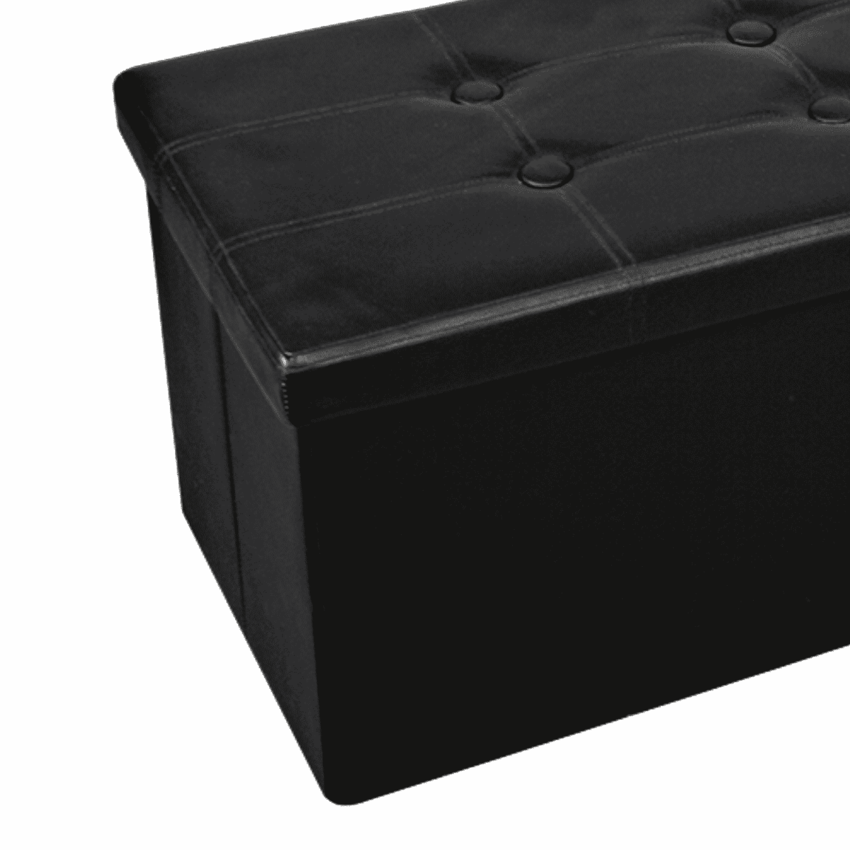 Pouf Contenitore Panca Nero PVC Ecopelle Double - immagine 2
