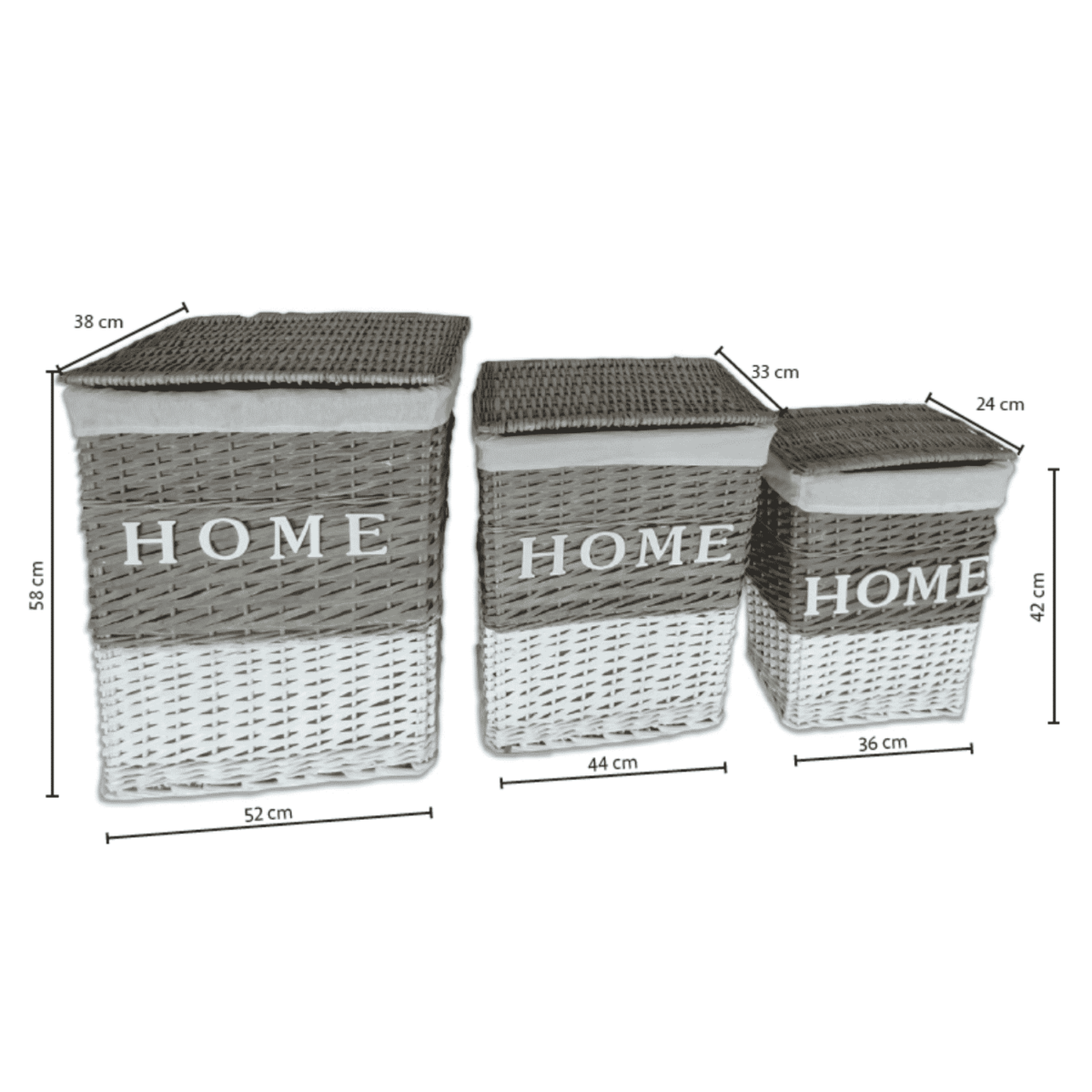 Set 3 Ceste Elegance Rettangolari Vimini Portaoggetti Arredo Casa - immagine 2