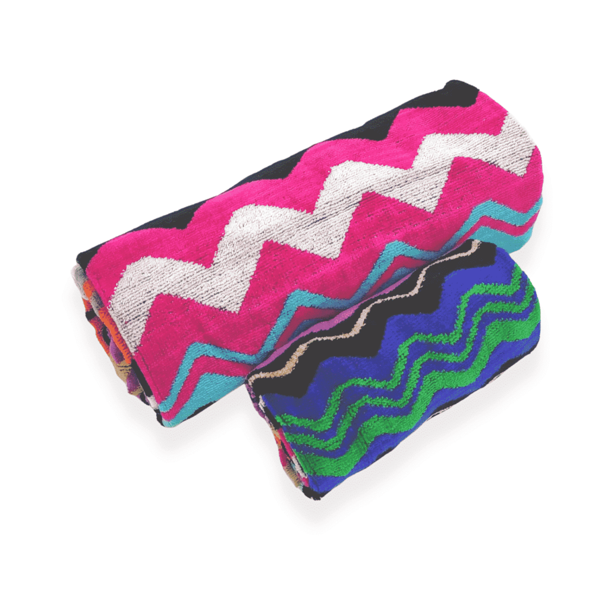 zigzag-multicolor-etnic-set-1-+-1-asciugamani-viso-bidet-spugna-cotone-chevron-geometrico