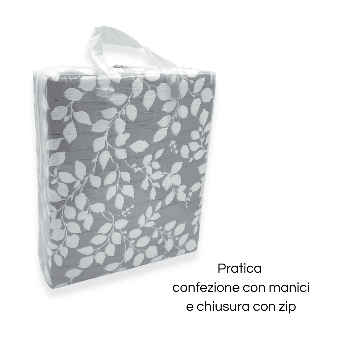 foglie-grigio-sebastopoli-copriletto-matrimoniale-jacquard-microfibra-bianco-foglioline-elegante-dettaglio-confezione