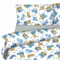 gattoni-blu-completo-lenzuolo-matrimoniale-dolcenotte-gatti-verde-blue-simpatico-vivace