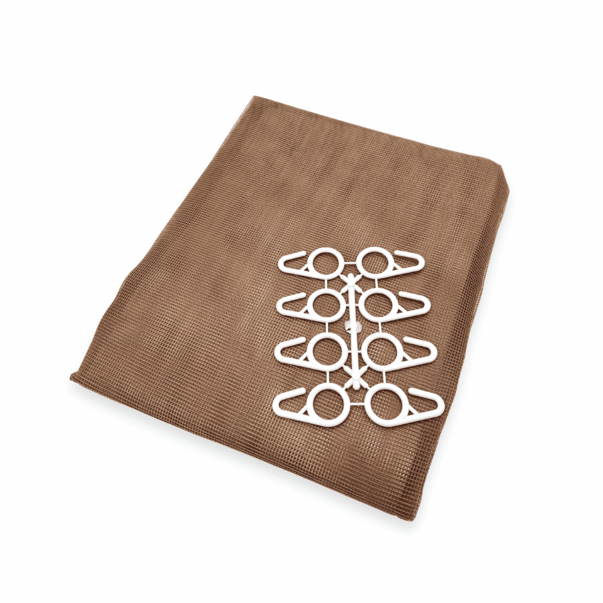 marrone-tropical-zanzariera-ganci-plastica-anelli-metallo-dettaglio