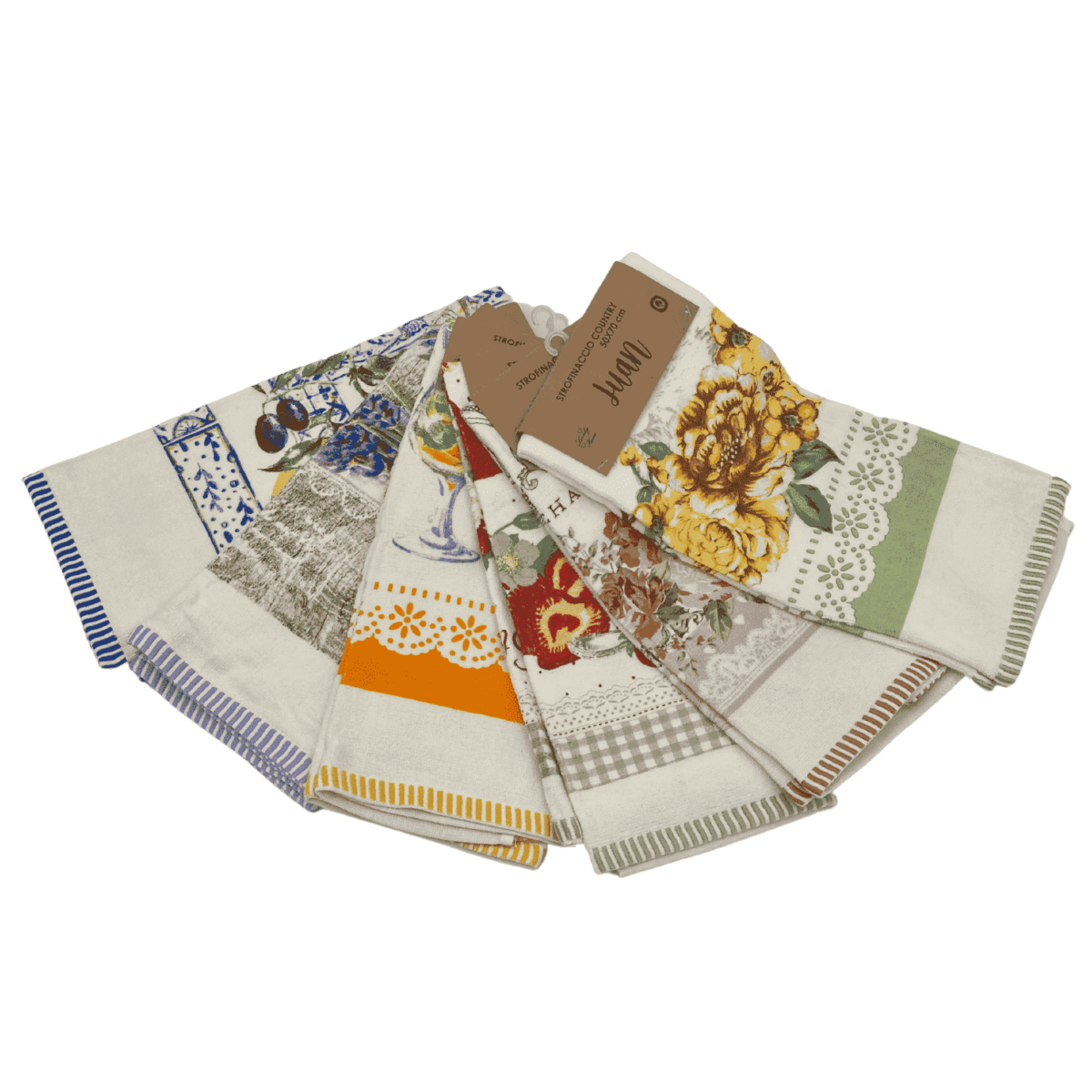Country-juan-set-6-strofinacci-cotone-cimato-ciniglia-50x70-diverse-fantasie-aperto