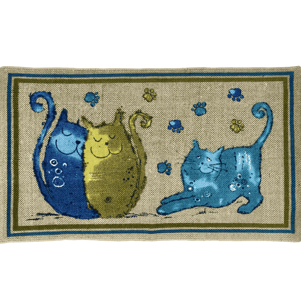 Tappeto-arredo-gattoni-blu-fondo-antiscivolo-100-cotone-50x80-cm
