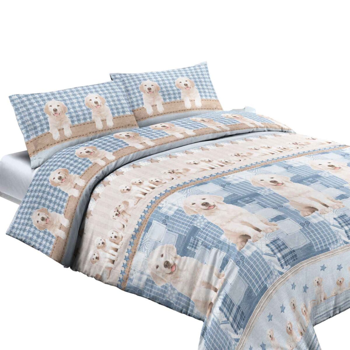 copripiuminio-cani-quadrifoglio-puro-cotone-cuccioli-azzurro-beige