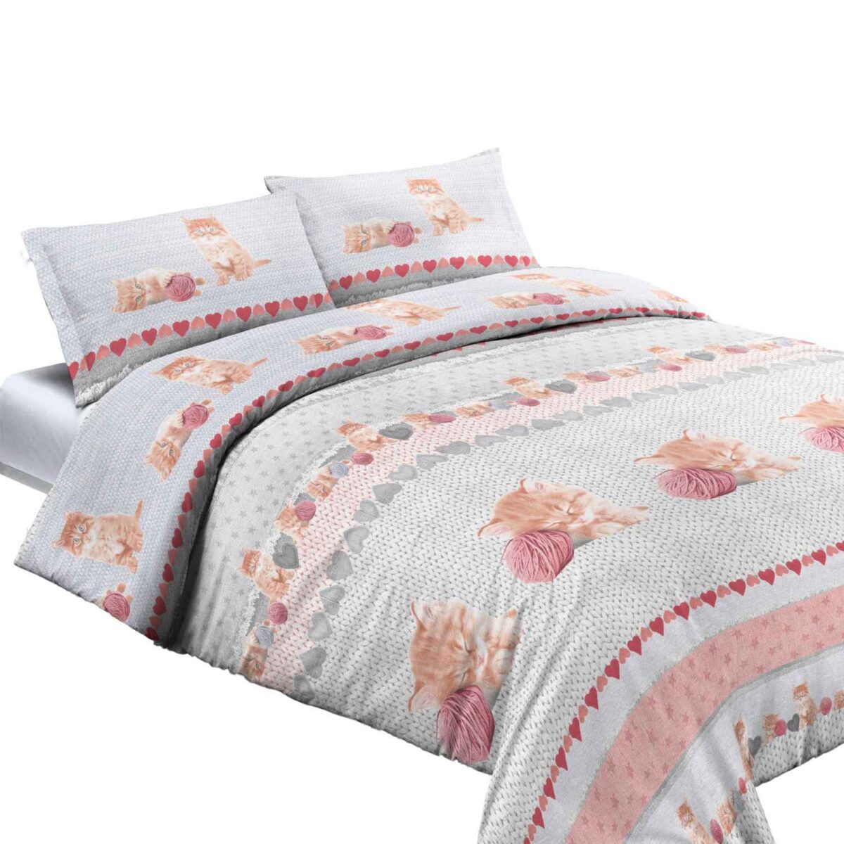 copripiumino-gatti-puro-cotone-quadrifoglio-gattini-gomitolo-rosa-grigio-cuoricini