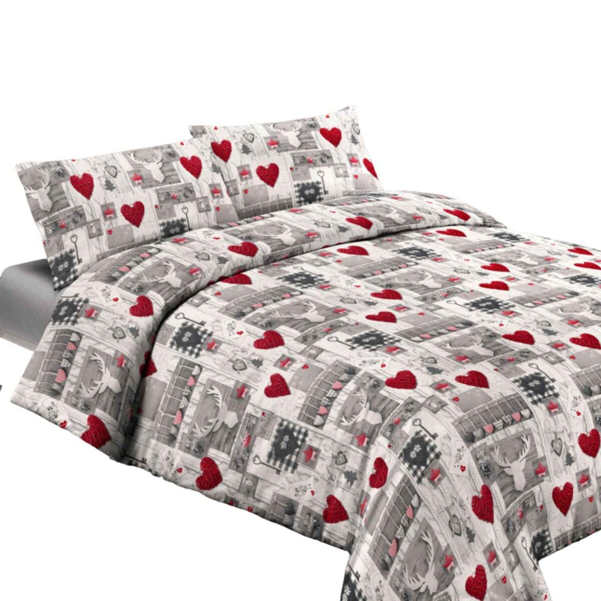 copripiumino-tirolo-patch-puro-cotone-quadrifoglio-tirolese-patchwork-neutro-cervi-cuori-maglia-cuori-appesi-grigio-rosso-bianco-tortora-invernale-montagna