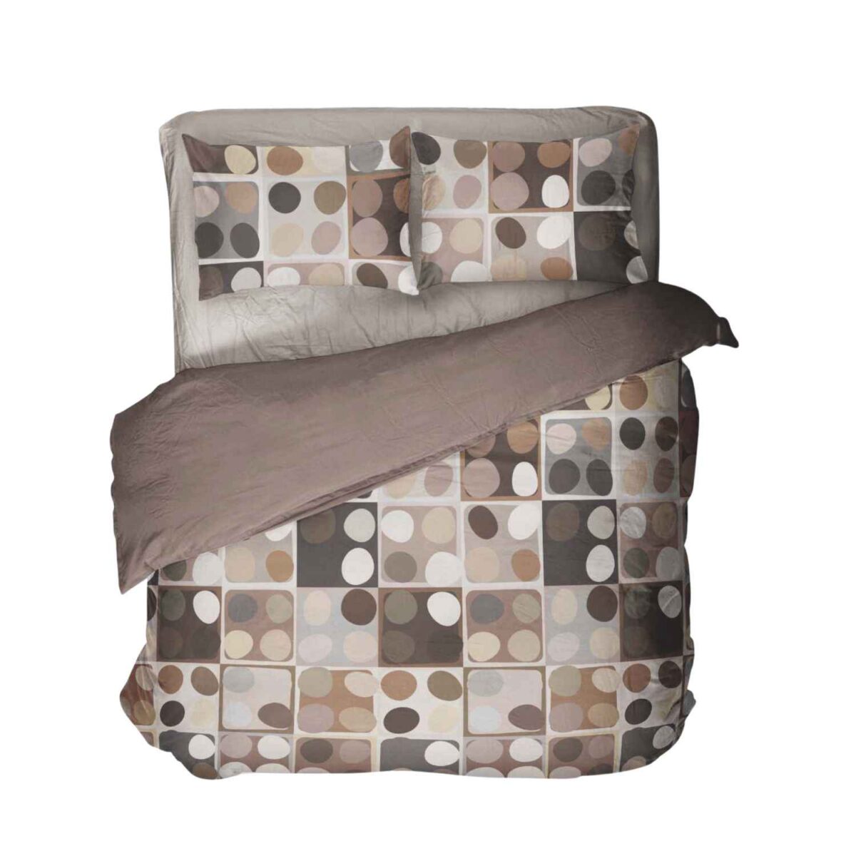 krizia-marrone-copripiumino-puro-cotone-novia-geometrico-cerchi-quadri-marrone-beige-bianco-nocciola-grigio