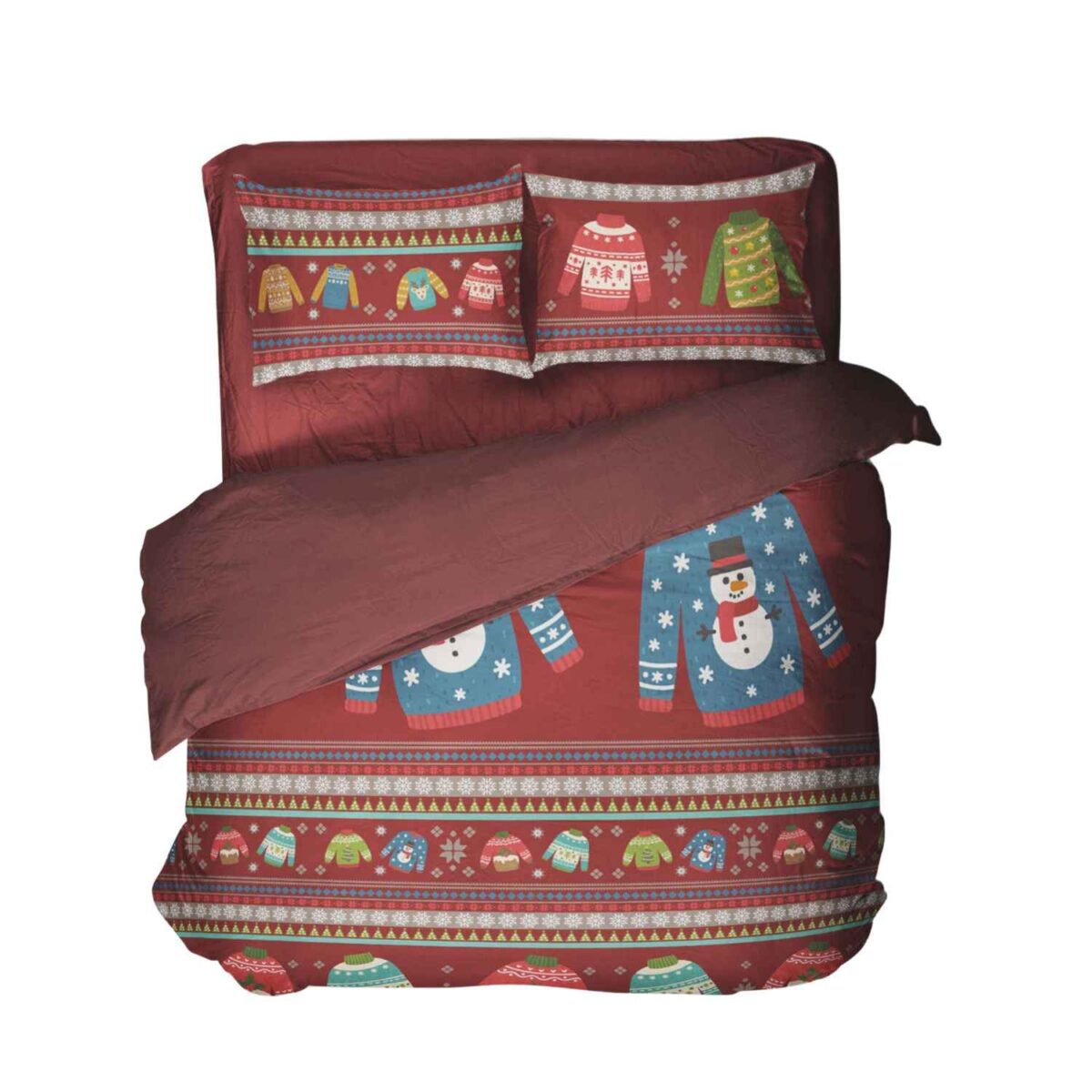 nives-rosso-copripiumino-puro-cotone-novia-bordeaux-invernale-natalizio-maglioncino-pupazzi-di-neve
