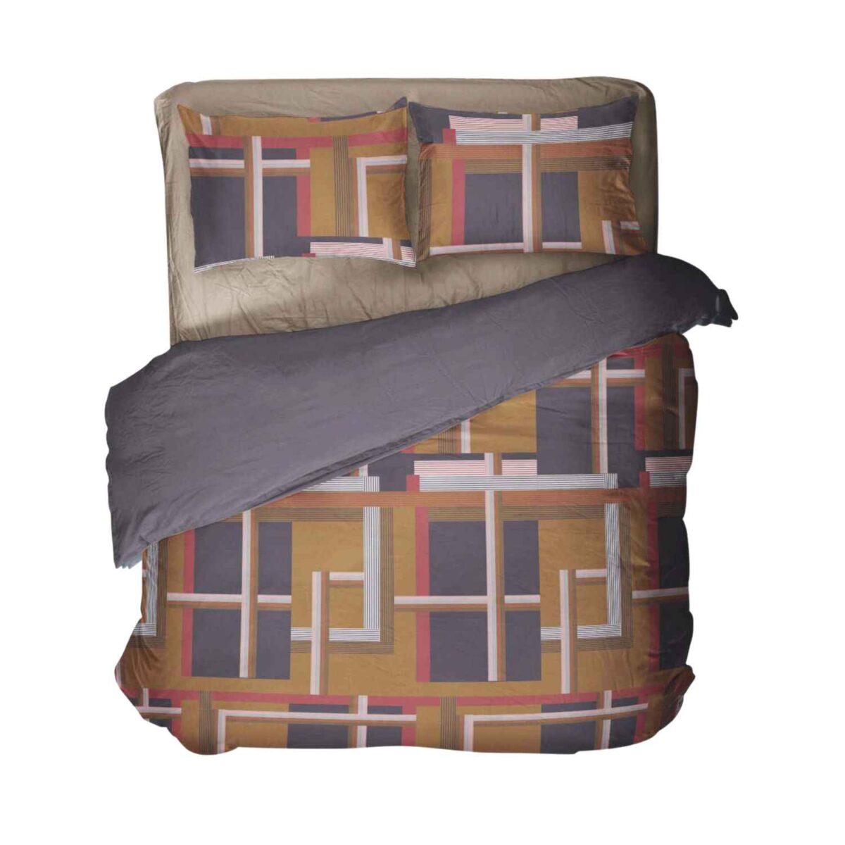 ruben-brown-copripiumino-puro-cotone-novia-geometrico-quadri-beige-marrone-arancio-ocra-grigio-scuro