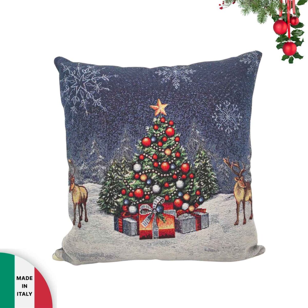 notte-di-natale-blu-cuscino-imbottito-45-x-45-jacquard-gobelin-albero-di-natale-blu-notte-cervi-neve