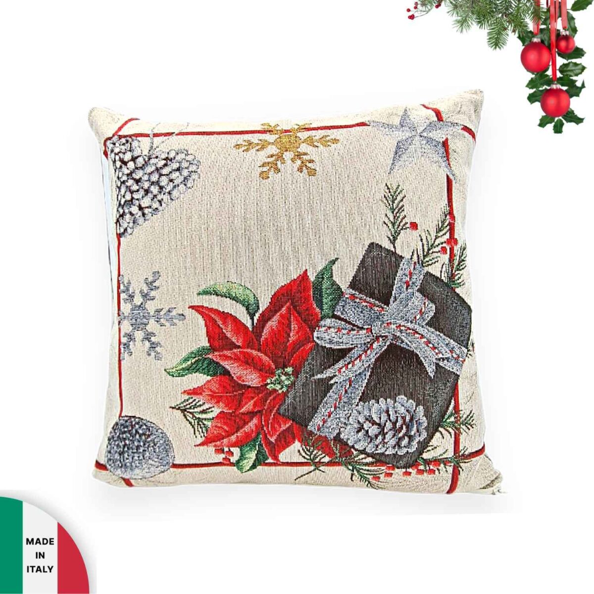 white-present-fodera-arredo-divano-gobelin-45-x-45-made-in-italy-christmas-cuscino-natalizio-natale-regalo-agrifoglio-pungitopo-pacco