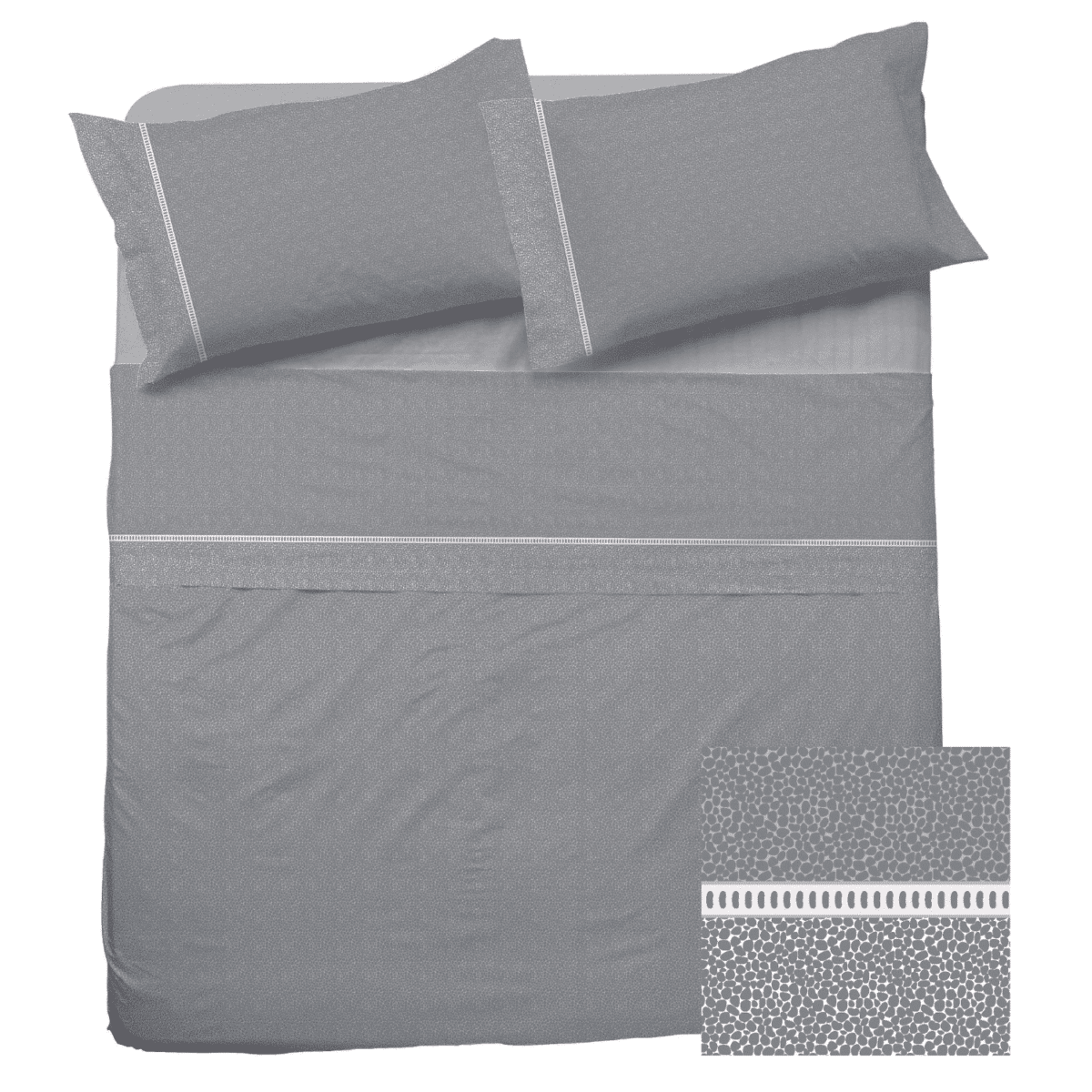 completo-lenzuola-crono-100-cotone-grigio-letto-aperto