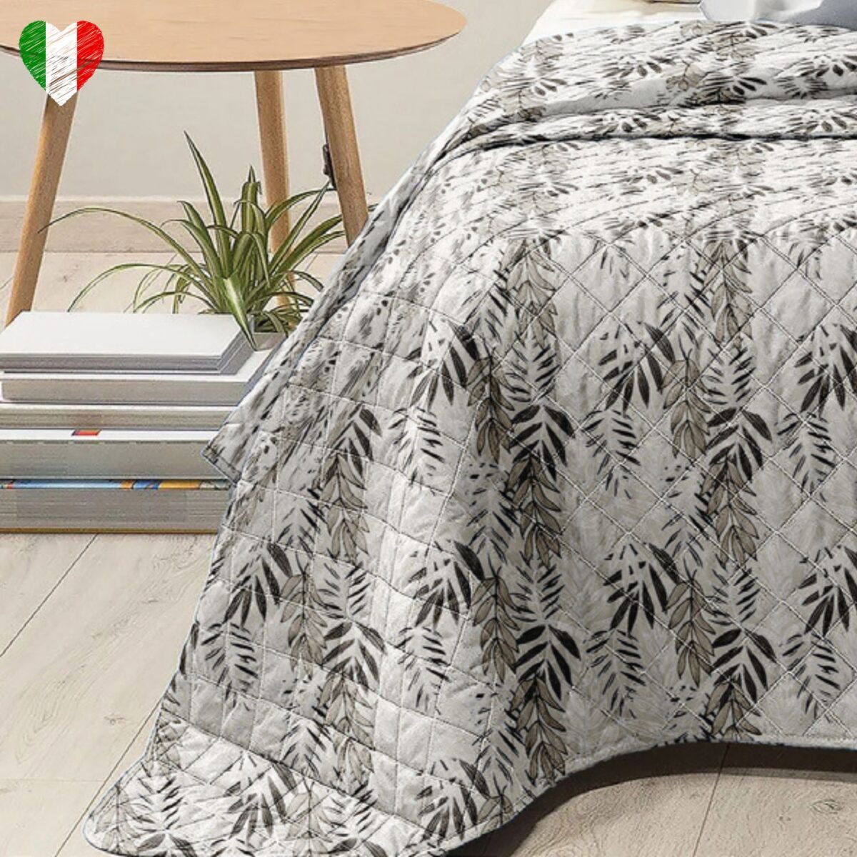 copriletto-bea-felci-grigio-beige-bianco-primaverile-estivo-microfibra-100-grammi-made-in-italy-dettaglio