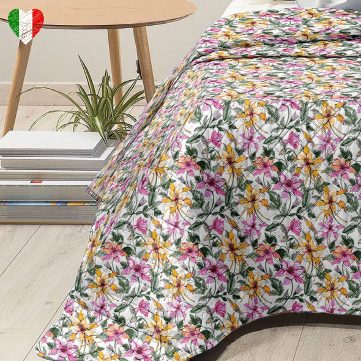 copriletto-bea-fiori-fiorato-giallo-rosa-verde-primaverile-estivo-microfibra-100-grammi-made-in-italy-dettaglio
