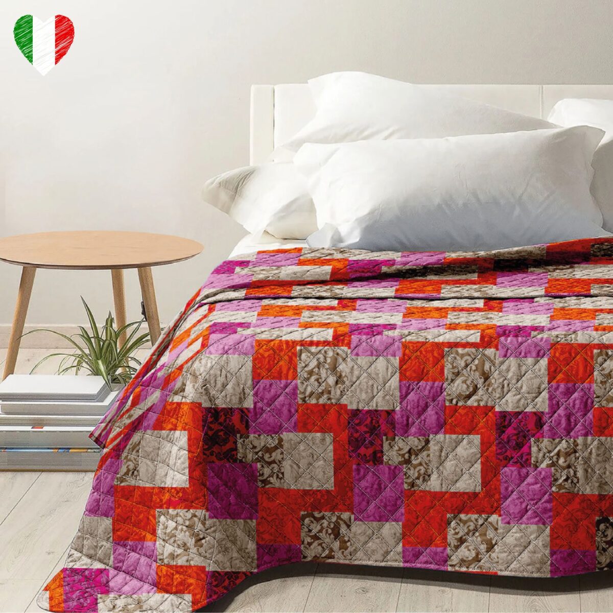 copriletto-bea-florence-patchwork-classico-shabby-beige-viola-lilla-rosso-primaverile-estivo-microfibra-100-grammi-made-in-italy