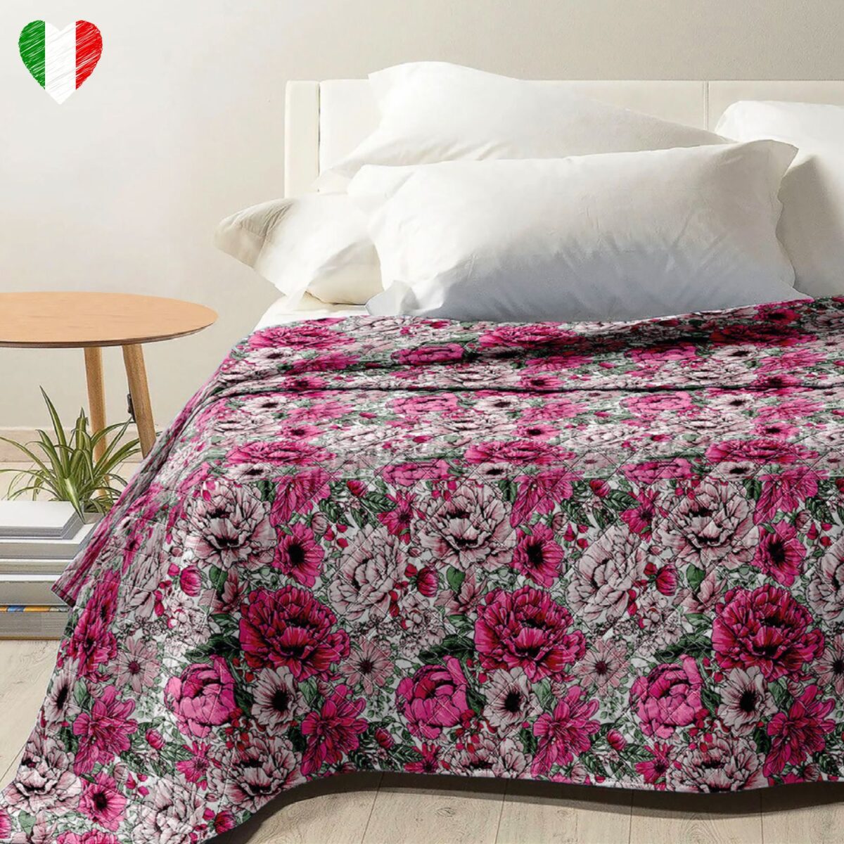 copriletto-bea-roseto-rosa-fucsia-primaverile-estivo-microfibra-100-grammi-made-in-italy