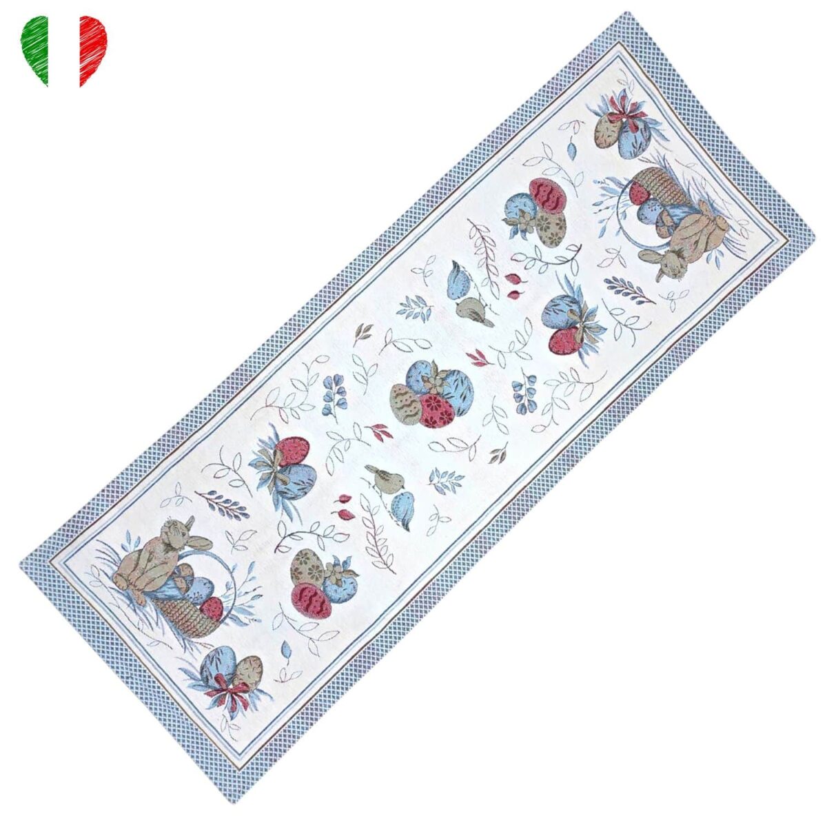 runner-pasquale-azzurro-jacquard-gobelin-40-140-made-in-italy-coniglietti-uova-pasqua-intero