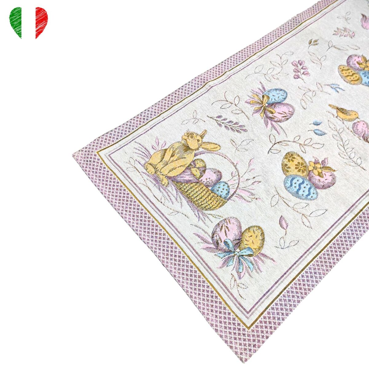 runner-pasquale-rosa-jacquard-gobelin-40-140-made-in-italy-coniglietti-uova-pasqua-zoom