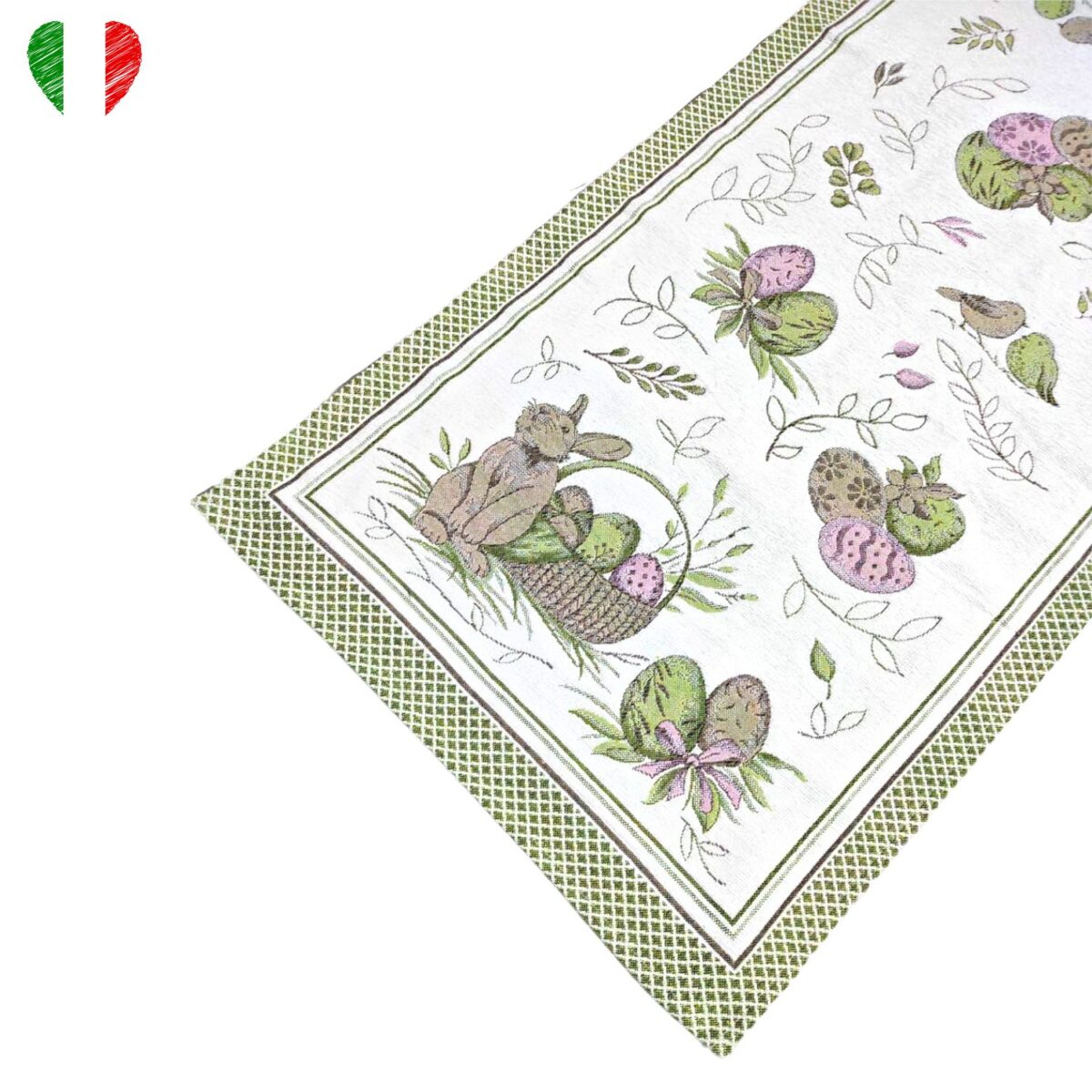runner-pasquale-verde-jacquard-gobelin-40-140-made-in-italy-coniglietti-uova-pasqua-zoom