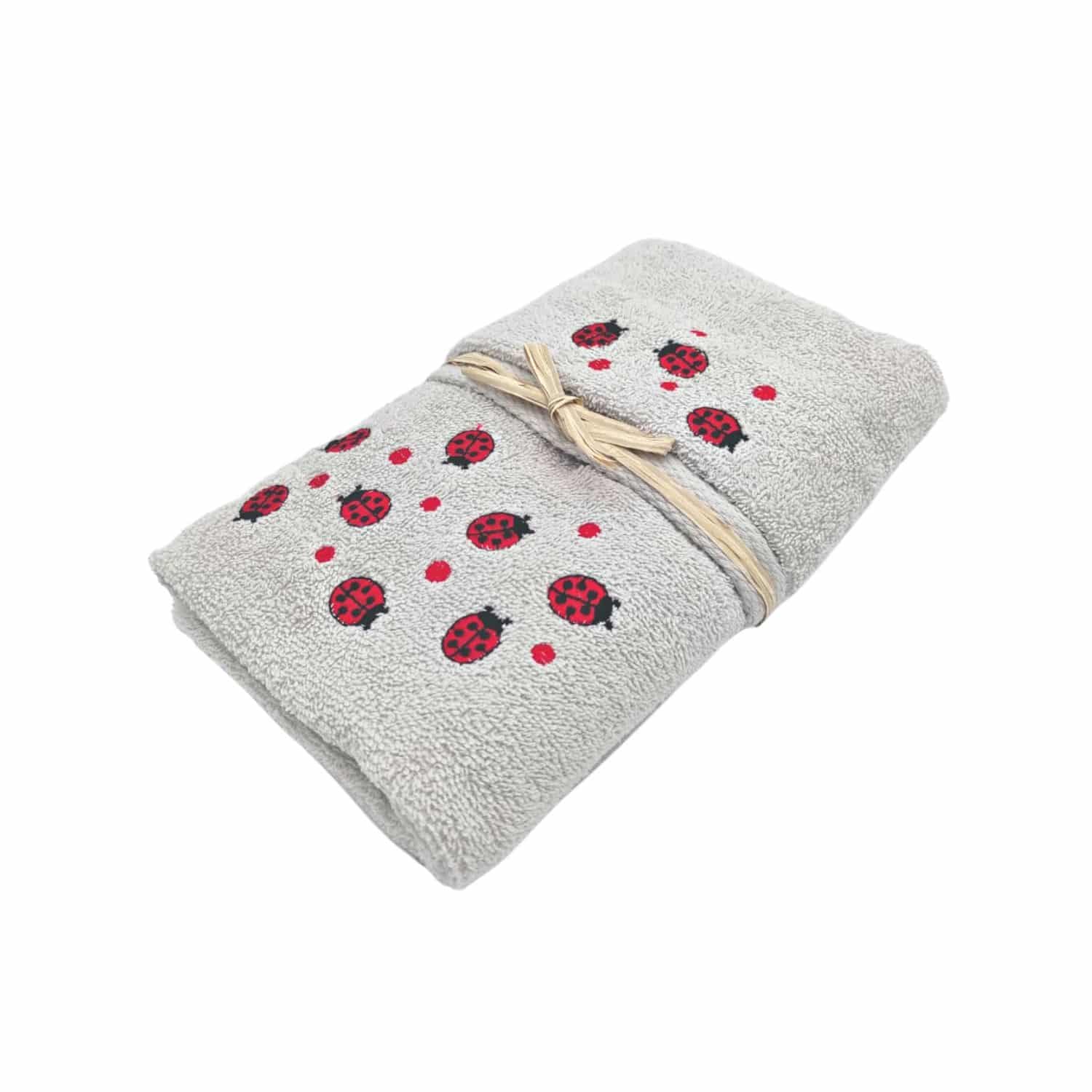 set-asciugamani-1-1-coccinelle-grigio-rosse-cotone-spugna-ricamata-confezione