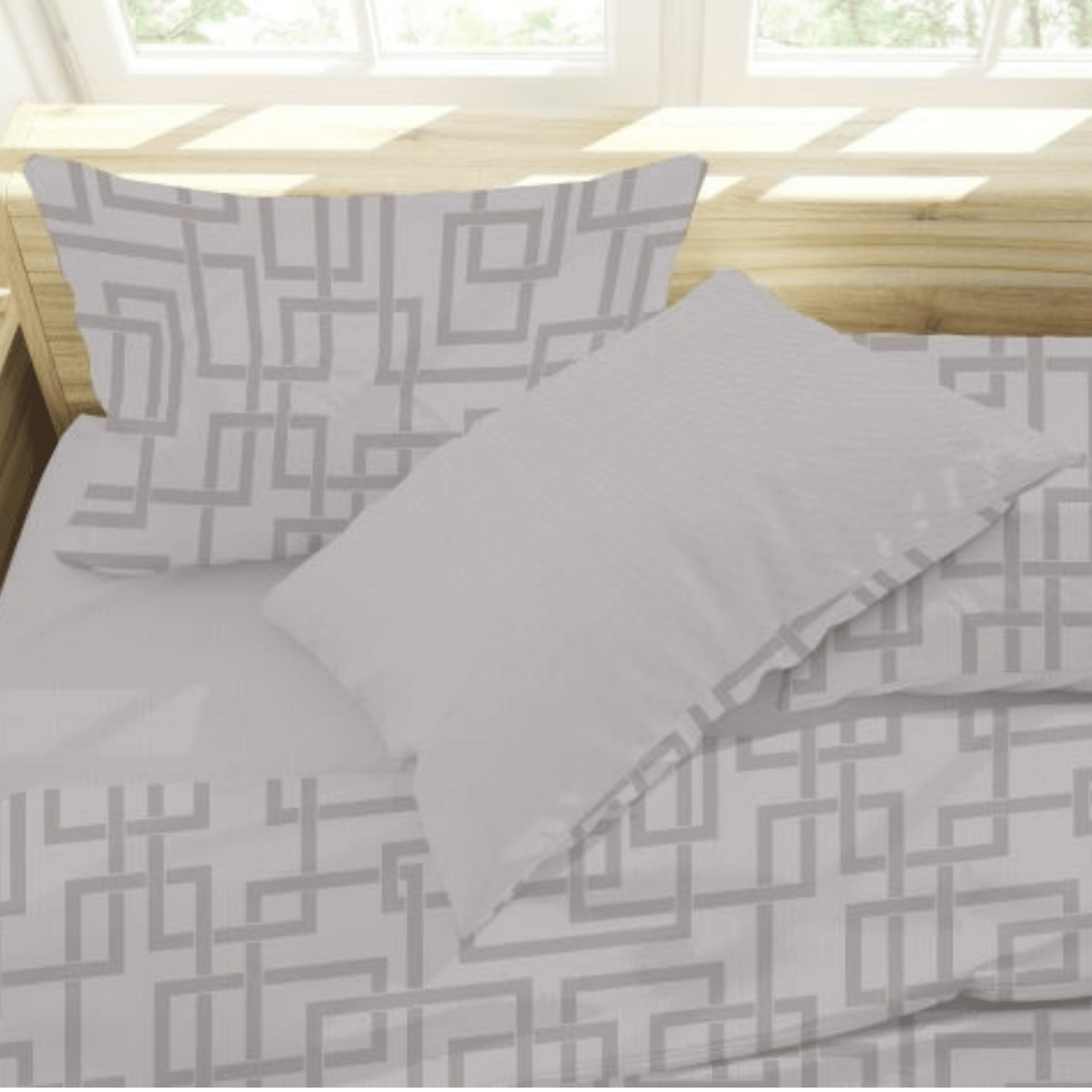 lab-beige-completo-lenzuola-puto-cotone-made-in-italy-quadrifoglio-linee-geometriche-dettaglio