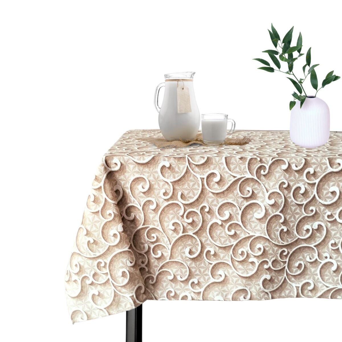 tovaglia-damascata-beige-fantasia-cucina-pranzo-cena-aperta