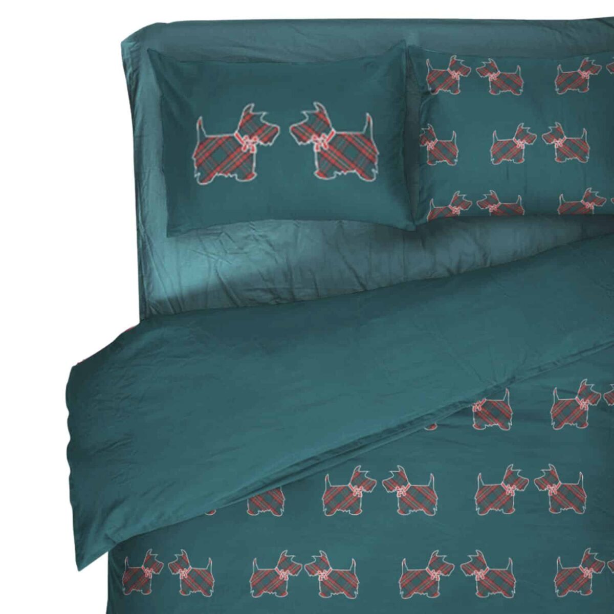 kris-petrolio-copripiumino-sacco-puro-cotone-novia-scozzese-tartan-rosso-invernale-natalizio-verde-terrier-cagnolino-cane-dettaglio