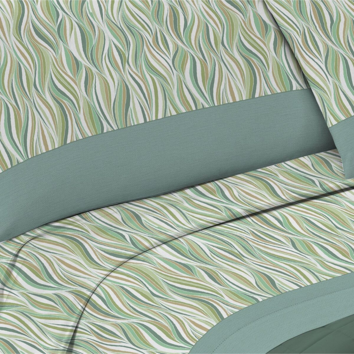 onda-verde-completo-lenzuola-smile-made-in-italy-puro-cotone-bianco-verdino-verdone-moderno-singolo-matrimoniale-piazza-e-mezza-dettaglio