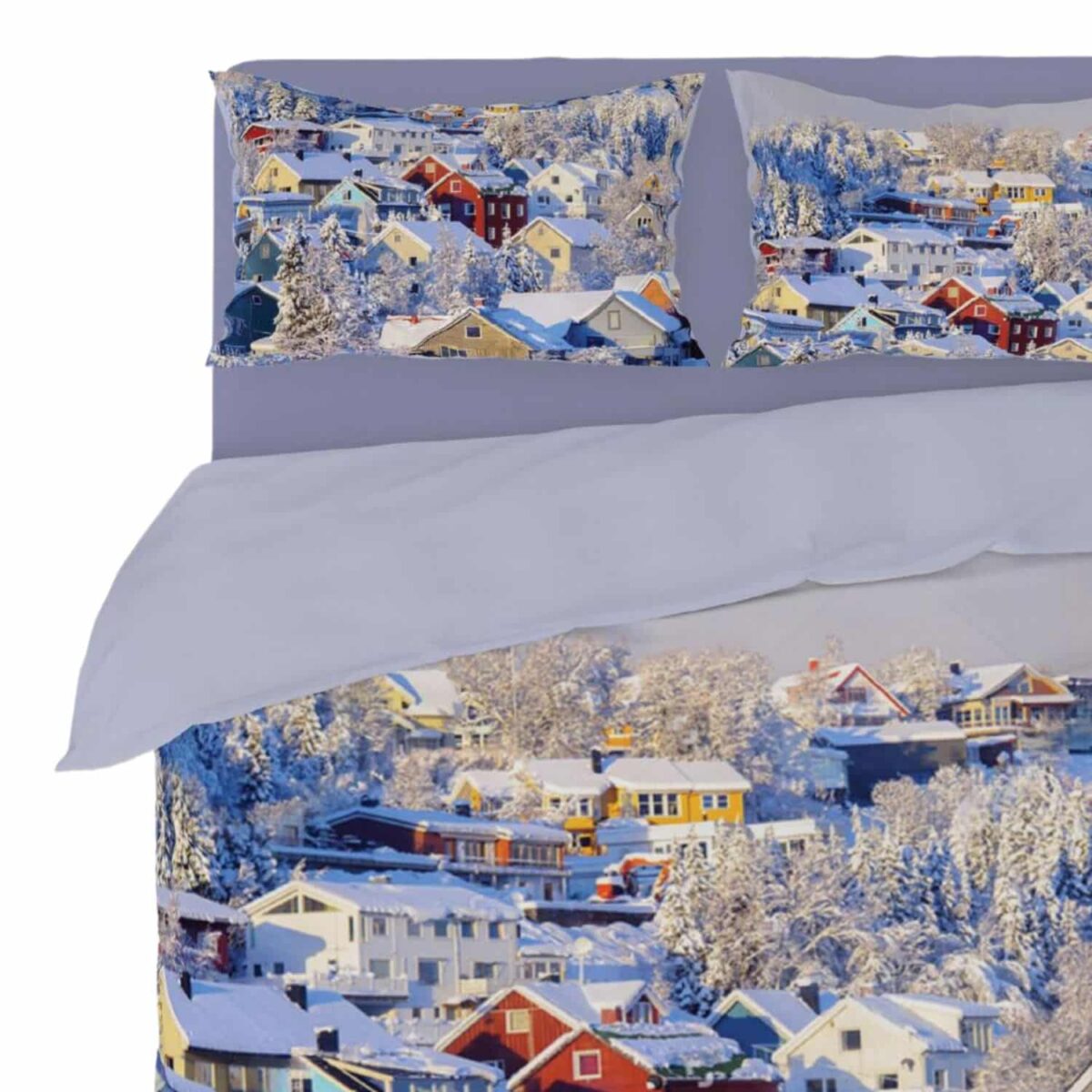 village-copripiumino-novia-sandy-stampa-digitale-alta-definizione-puro-cotone-matrimoniale-invernale-neve-paesaggio-montagna-casette-innevate-dettaglio