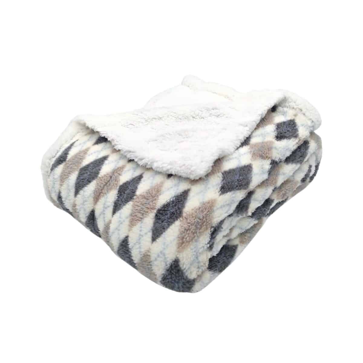 coperta-amburgo-grigio-rombi-sherpa-calda-morbida-invernale-piegata