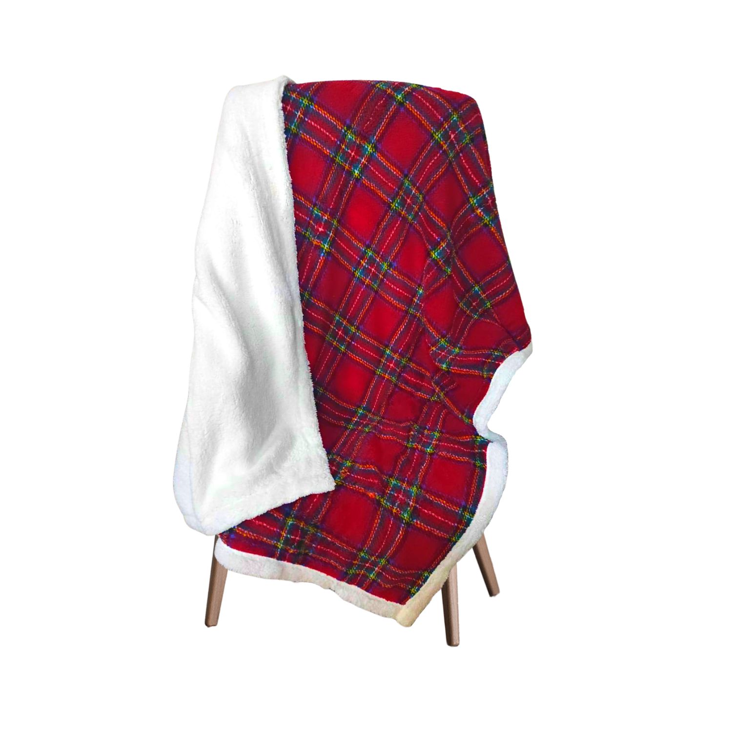 coperta-amburgo-rosso-scozzese-sherpa-calda-morbida-invernale-aperta