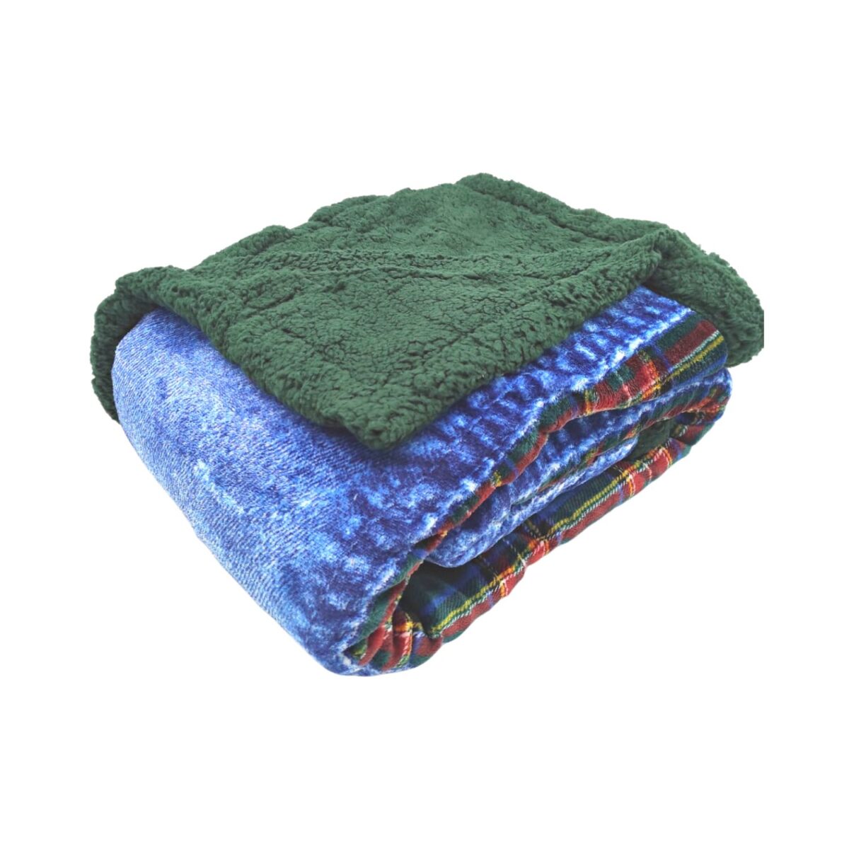coperta-aspen-verde-scozzese-denim-jeans-sherpa-calda-morbida-invernale-piegata